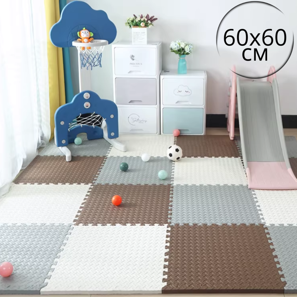 Килимок-пазл підлоговий, термокилимок, без покриття, Eva-піни, 6 пазлів 60*60 см, площа покриття 2,16 м²,товщина 1 см, коричневий Кам'янець-Подільський - фото 5