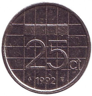 Монета 25 центов. 1992 год, Нидерланды. Полтава - изображение 1