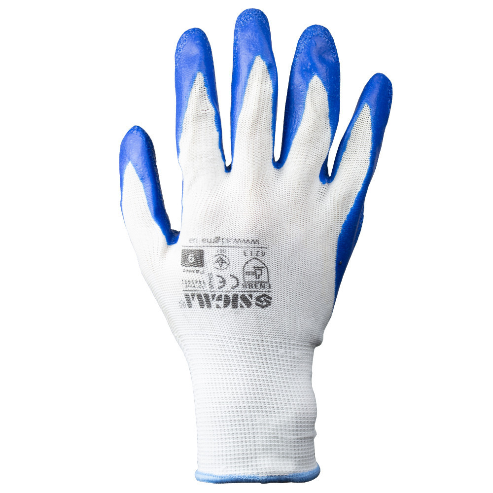 Перчатки трикотажные с частичным латексным покрытием кринкл р9 (синие, манжет) SIGMA (9445491) Киев - изображение 3