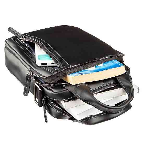 Сумка чоловіча SHVIGEL 11184 в гладку шкіру Чорна Київ