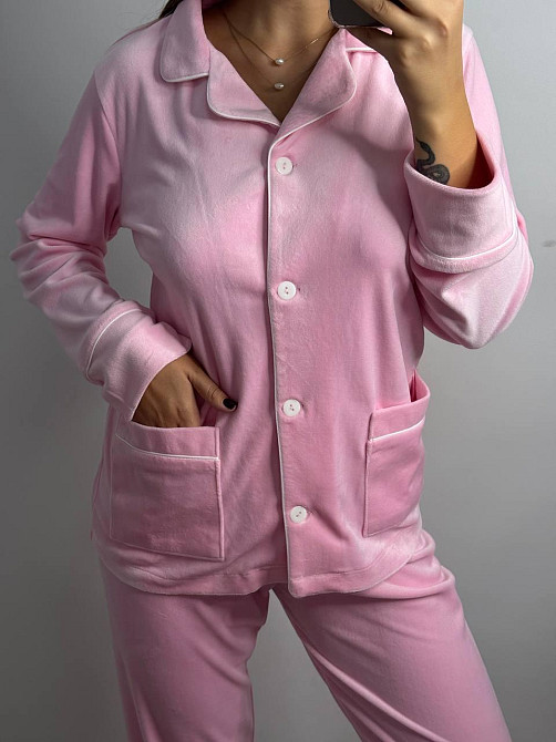 Костюм из плюшевого велюра на пуговицах с двумя карманами XS Зефирный Харьков - изображение 3