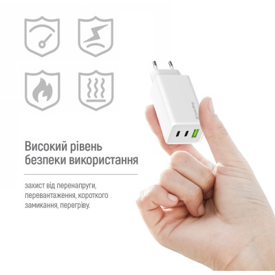 Зарядний пристрій ColorWay C101B GaN Mini 100W PD PPS 2xUSB-C + USB-A white (CW-CHS061PD-WT) Вінниця - фото 7
