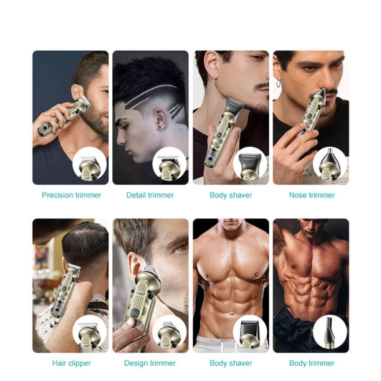 Машинка для стрижки волос VGR V-103 (8 в 1) LCD для бороды и носа + подставка Бронза Винница - изображение 9