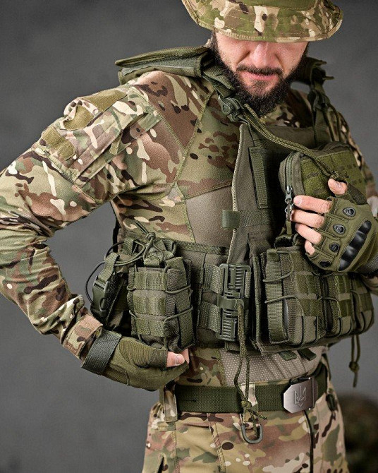 Плитоноска SINGLE SWORD олива 4 точки швидкого скидання Одеса - фото 3