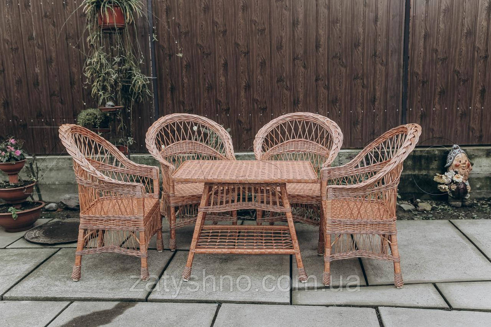 Крісла та стіл плетені з лози | крісла плетені із лози  | плетені столики крісла Київ - фото 3