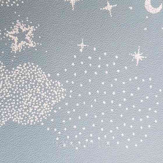 Шпалери флізелінові дитячі Lutece Tartine et Chocolat небо хмари хмари зорі місяць білі на сіро-синій Київ