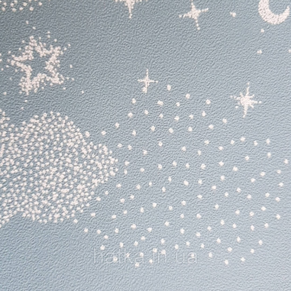 Шпалери флізелінові дитячі Lutece Tartine et Chocolat небо хмари хмари зорі місяць білі на сіро-синій Київ - фото 5