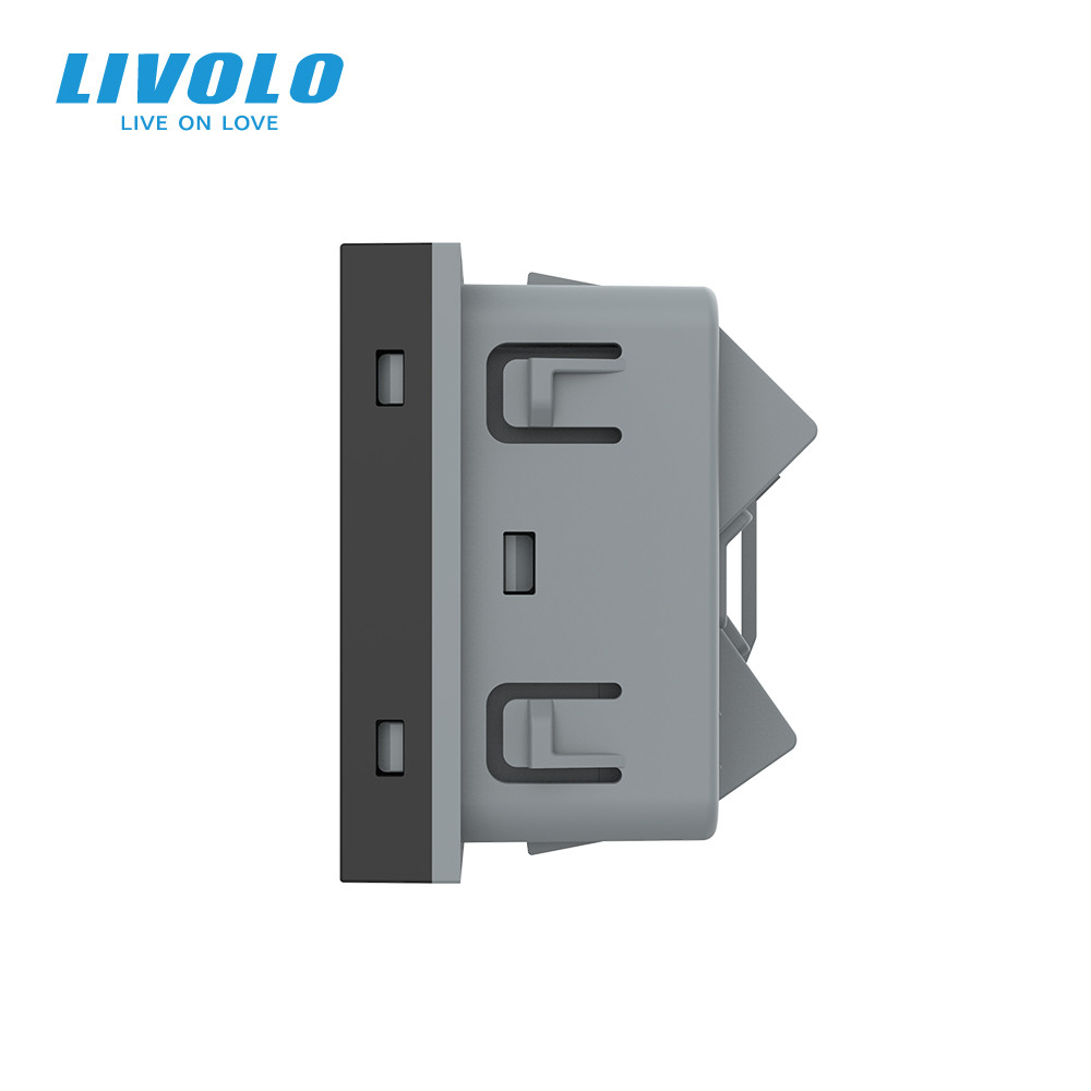 LIVOLO Універсальна розетка LIVOLO 12-в-1, з заземленням і шторками, чорна, 16А 250В, модуль (V Коломия - фото 5