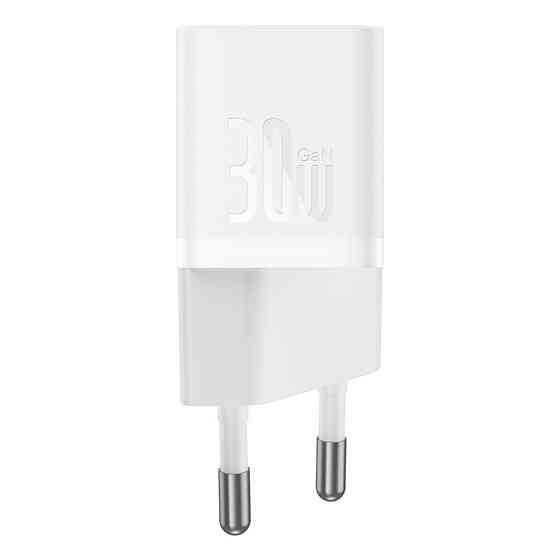 Мережевий зарядний пристрій з кабелем Baseus GaN5 Fast Charger(mini) 1C 30W EU Moon White(With: Fast Charging Одеса