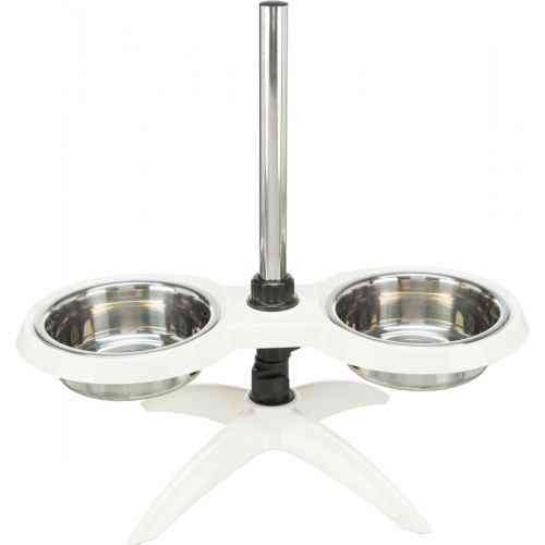 Миска Trixie для собак, на регулируемой подставке, белая, 2х2,4 л, d:25 см (меламин/металл) Винница
