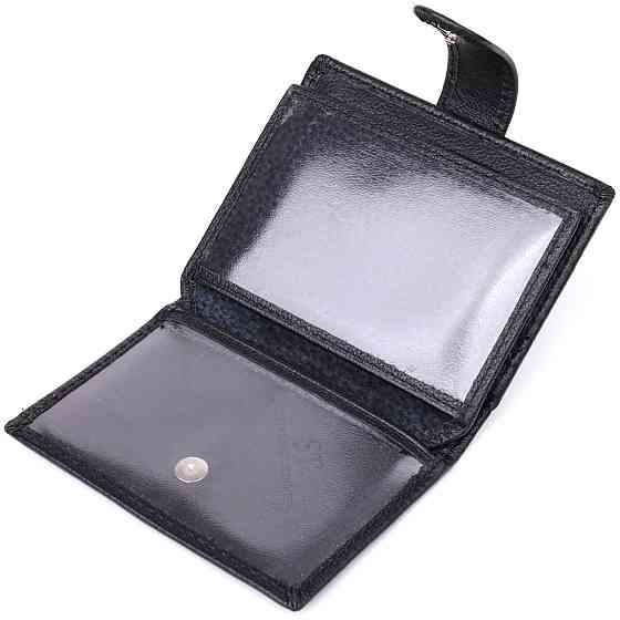 Компактный мужской бумажник вертикального формата из натуральной кожи ST Leather 23095 Черный Киев