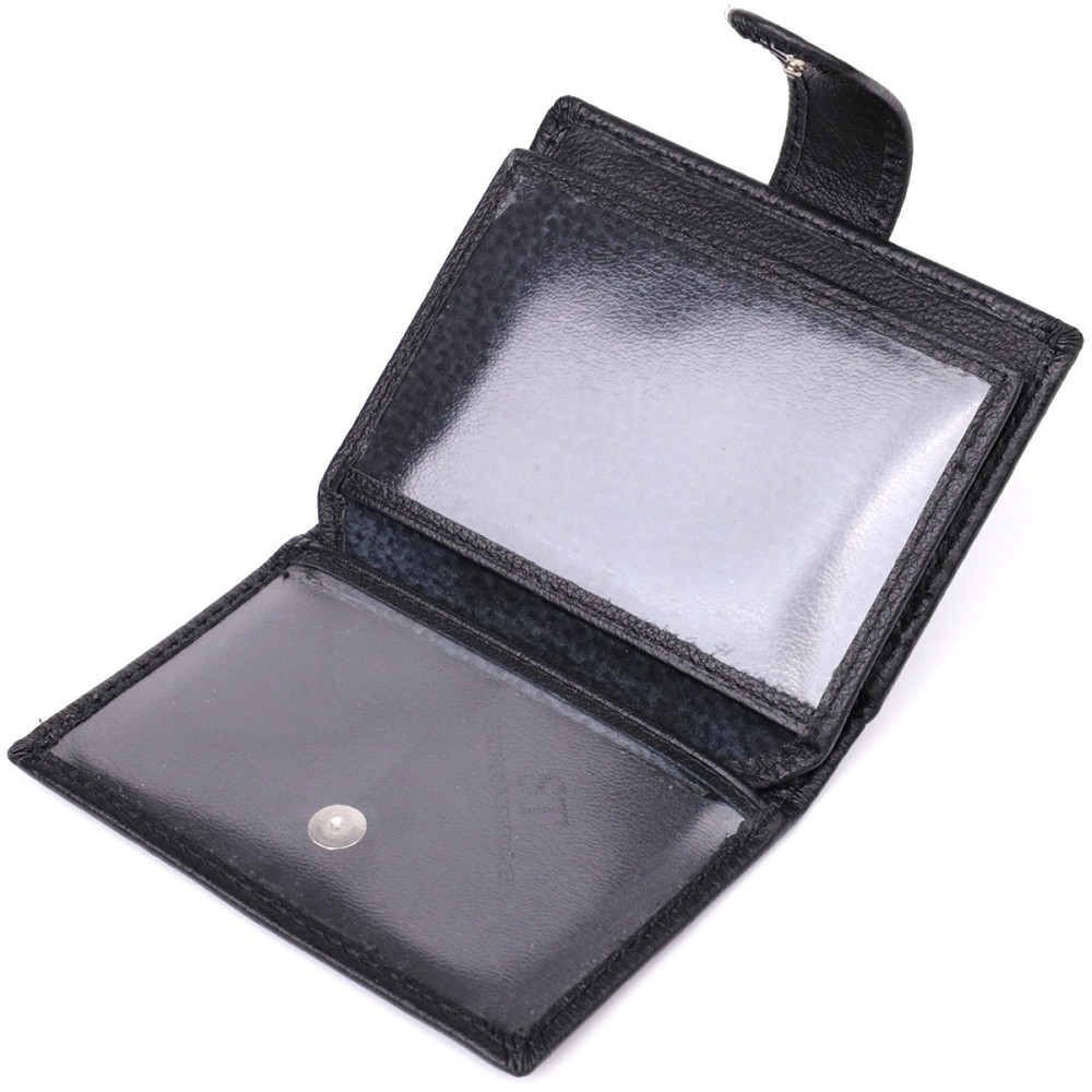 Компактный мужской бумажник вертикального формата из натуральной кожи ST Leather 23095 Черный Киев - изображение 6