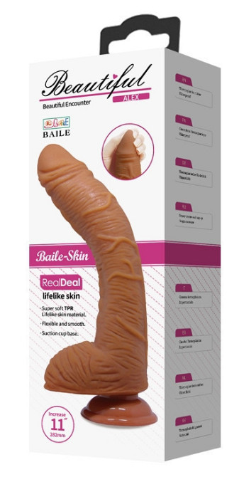 Фалоімітатор на присосці Baile Beautiful ALEX 10.6'' Brown, BW-008037NR-1 Sex Aura Київ - фото 8