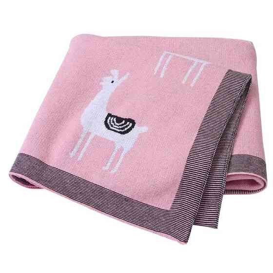 Плед Дитячий Lovely Svi Бавовна 80х100 см В'язаний Рожевий Лама (340821) Київ