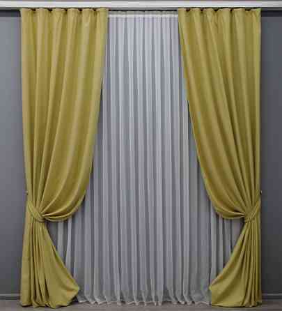 Комплект готовых штор VR-Textil Нубук однотонный № 1520ш Светло-золотистый 150х290 см 2 шт (33-0401) Киев