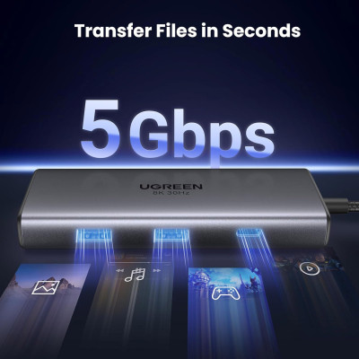 Концентратор Ugreen USB3.1 Type-C to HDMIx2 4K60Hz (8k30Hz)/USB3.0x2/Type-C/PD 100W CM498 (15852) Вінниця - фото 7