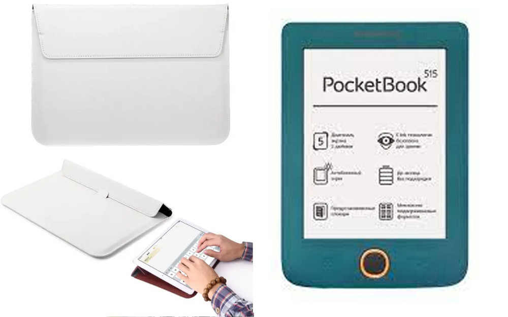 Чехол-конверт VitoCase для PocketBook Mini PB515, с функцией подставки для книги Белый Киев - изображение 1