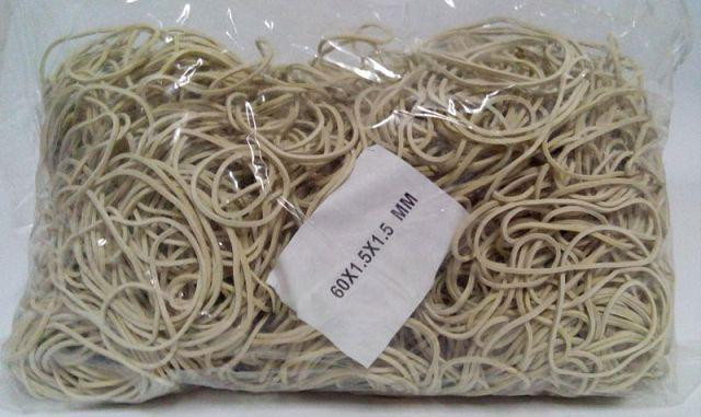 Банковские резинки №60 белые 1,5мм, 1кг Plast — эластичные канцелярские резинки для денег, бумаг и упаковки Харьков - изображение 1