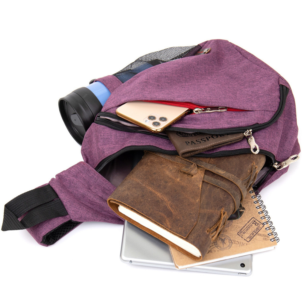 Сумка унисекс через плечо смарт текстильная Vintage 20552 Малиновая Киев - изображение 6