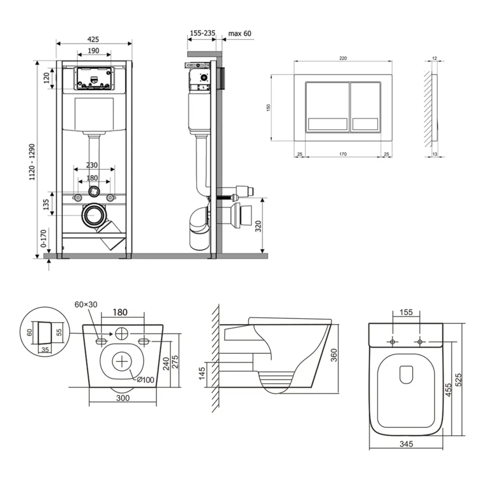 Готовое решение Qtap для ванной комнаты: подвесной унитаз Tern Ultra Quiet 525x345x360 + комплект инсталляции Nest 4 в 1 Киев - изображение 11