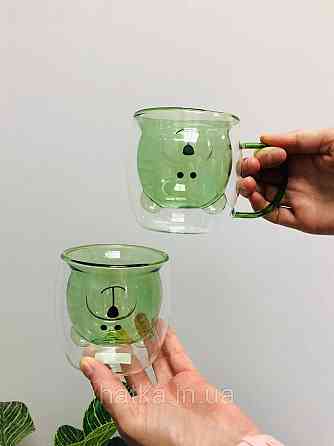 Піала без ручки чашка подвійне скло Olens "Зелений Умка" 250 мл зелена Київ