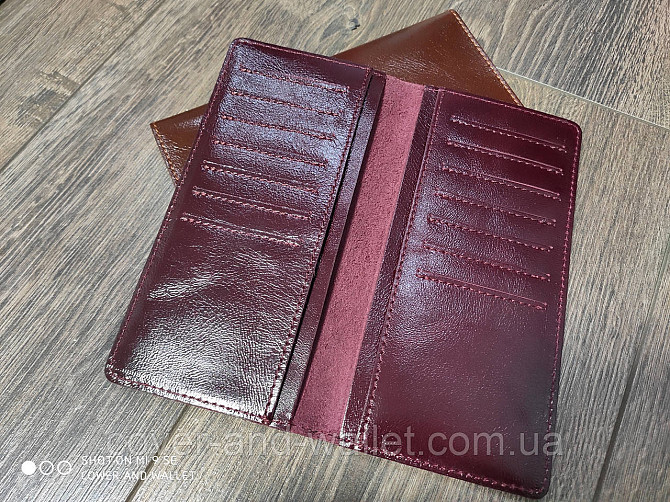 Стильний бордовий шкіряний купюрник ручної роботи ST Leather Київ - фото 3