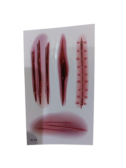 Тату Хелловін наклейки для тіла рани 10 на 6 см червоний Київ - фото 1