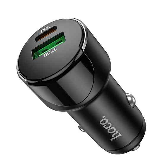 Автомобільний зарядний пристрій HOCO Z42 Light road dual port digital display PD20W+QC3.0 car charger Black Киев