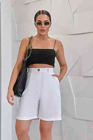 Жіночі лляні шорти-бермуди вільного крою "Bettie" оптом | Батал Білий, 52 Київ