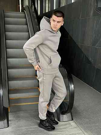 Тепле чоловіче худі на флісі з капюшоном сталеве Pobedov 008 ЗИМА Київ