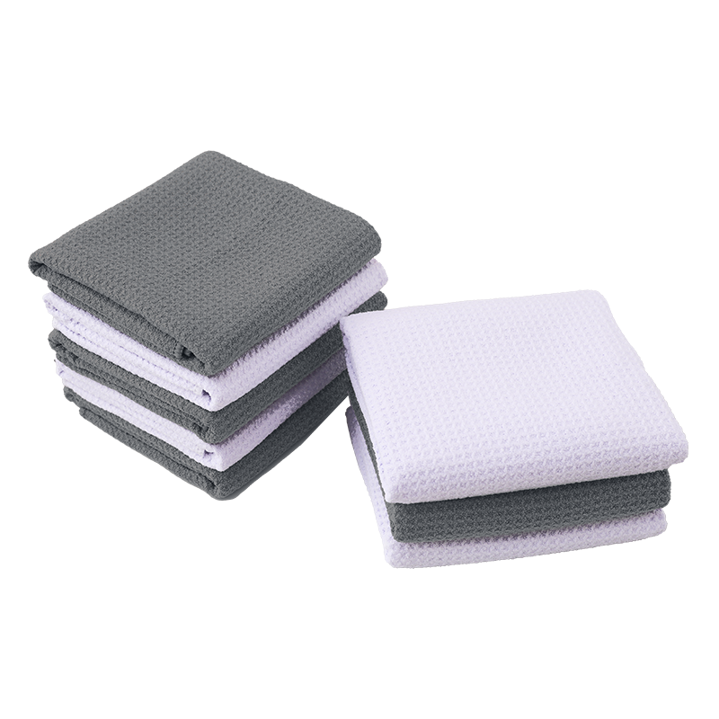 Набор 4 кухонных вафельных полотенца Aquarius микрофибра 40 х 60 см Белый и Серый - Мягкие Ультравпитывающие Буча - изображение 9