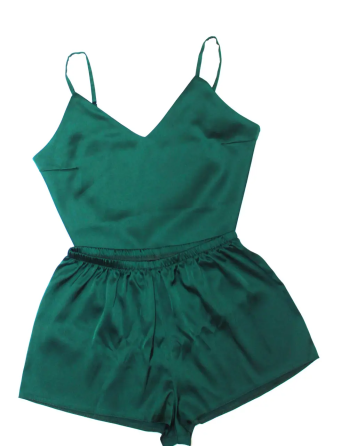 Піжама жіноча із шортами атласна Зелений 2XL Харків