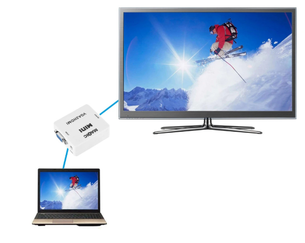 Конвертер VGA в HDMI з аудіо та відео 1080p, чорний Київ - фото 3