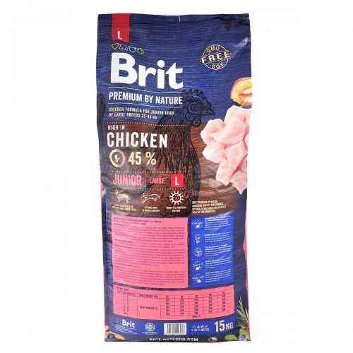 Сухий корм Brit Premium Dog Junior L для цуценят та юніорів великих порід, з куркою, 15 кг Київ