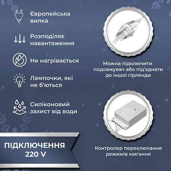 Гірлянда LED Водопад 3х3 м 10 ліній 8 режимів Білий Київ