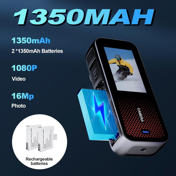 Екшн-камера Xilecam Dual Screen 1080p: два екрани, захист від дощу, 2 АКБ по 1350 мАг + карта 32 ГБ та аксесуари Київ