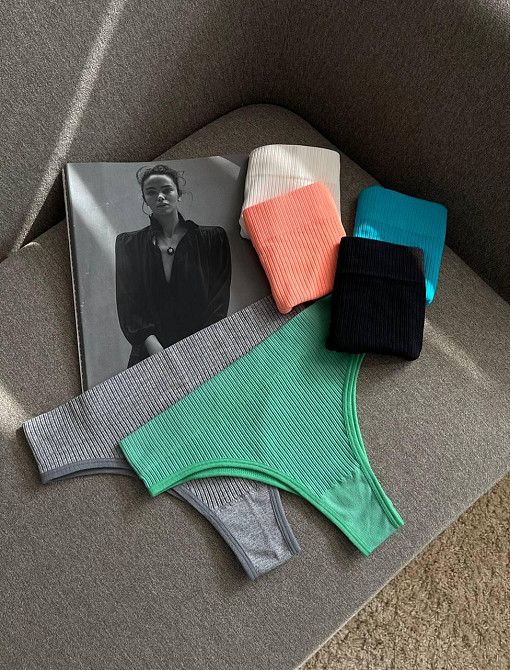 Набір з 6ти жіночих трусиків бразиліани в рубчик розмір one size різних кольорів Київ - фото 3