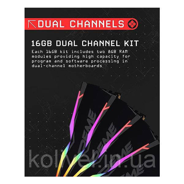 DDR4 32Gb 3600MHz (2*16Gb) OCPC X3 RGB Black, Kit (MMX3A2K32GD436C18) Київ - фото 3