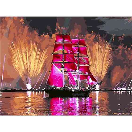 Картина за номерами на дереві 40*50 см "Josef Otten""Червоні вітрила" (карт.уп+ фарби+пензлі) RAD518, шт Київ