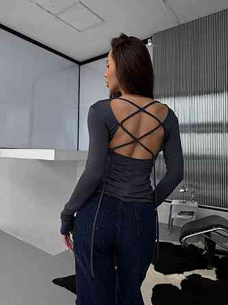 Жіноча романтична кофта з відкритою спиною з віскози Графіт, 46/48 Одеса