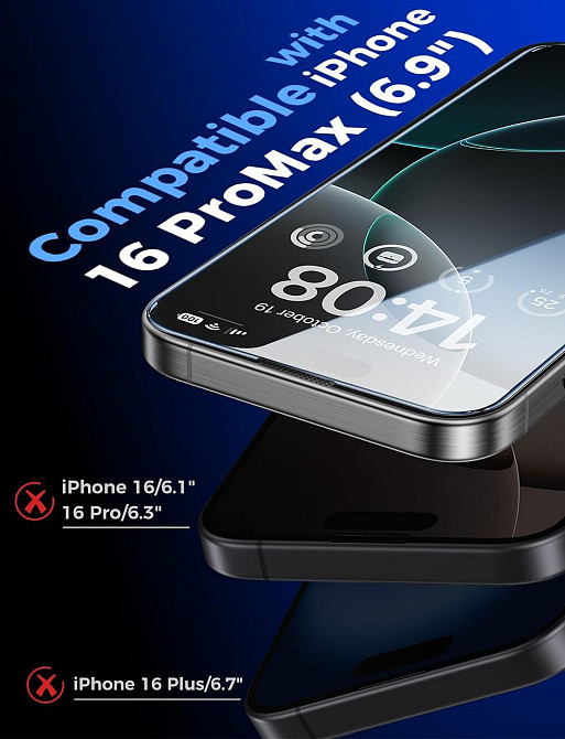 Захисне скло MAGIC JOHN iPhone 16 Pro Max 6.9" прозоре 2 шт загартоване 9H HD без бульбашок олеофобне автопиловидалення Київ - фото 7