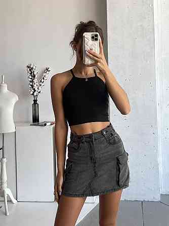 Жіночий стильний романтичний топ-корсет трикотаж мікродайвінг у два шари Чорний Одеса