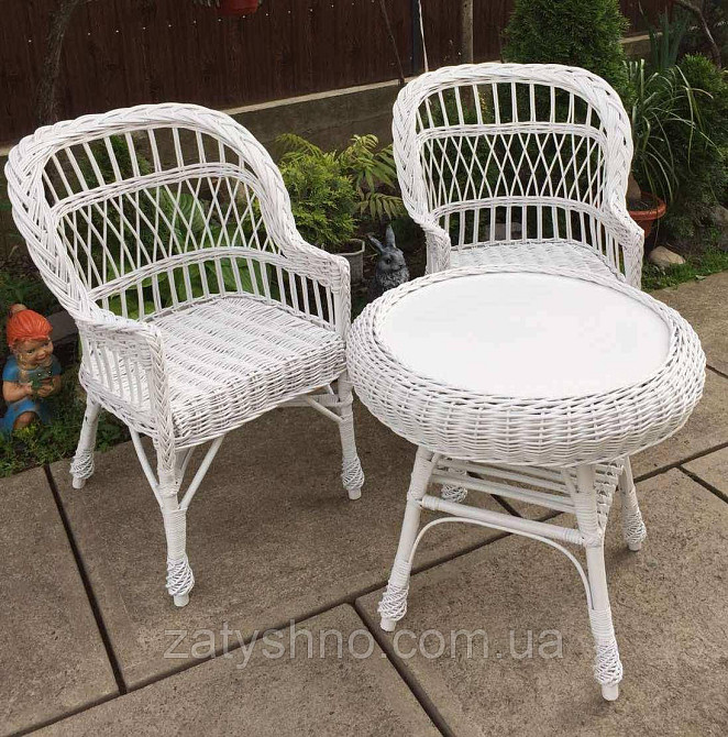 Білі плетені меблі|  Комплект плетених меблів | меблі з лози з журнальним столом Київ - фото 6