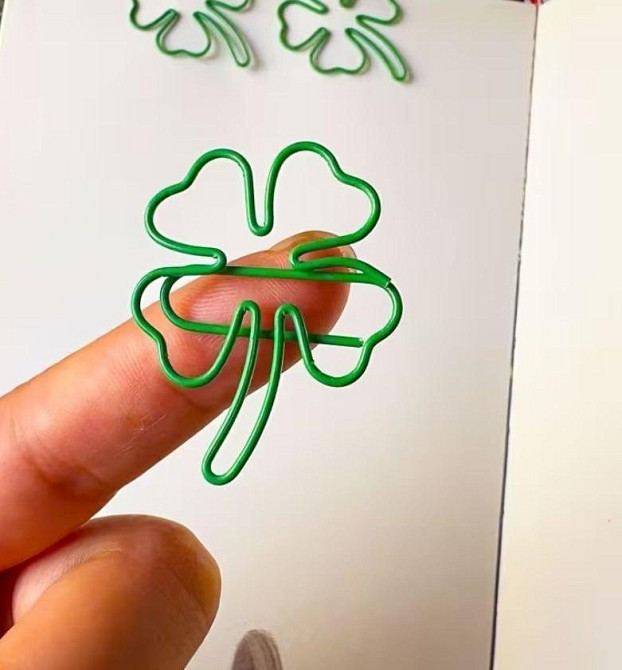 Набор скрепок в форме клевера 10 шт, металлические декоративные скрепки для бумаги, клипсы для планера Киев - изображение 4