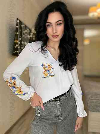 Жіноча святкова блуза з квітами турецький софт Білий 4, 42/44 Одеса