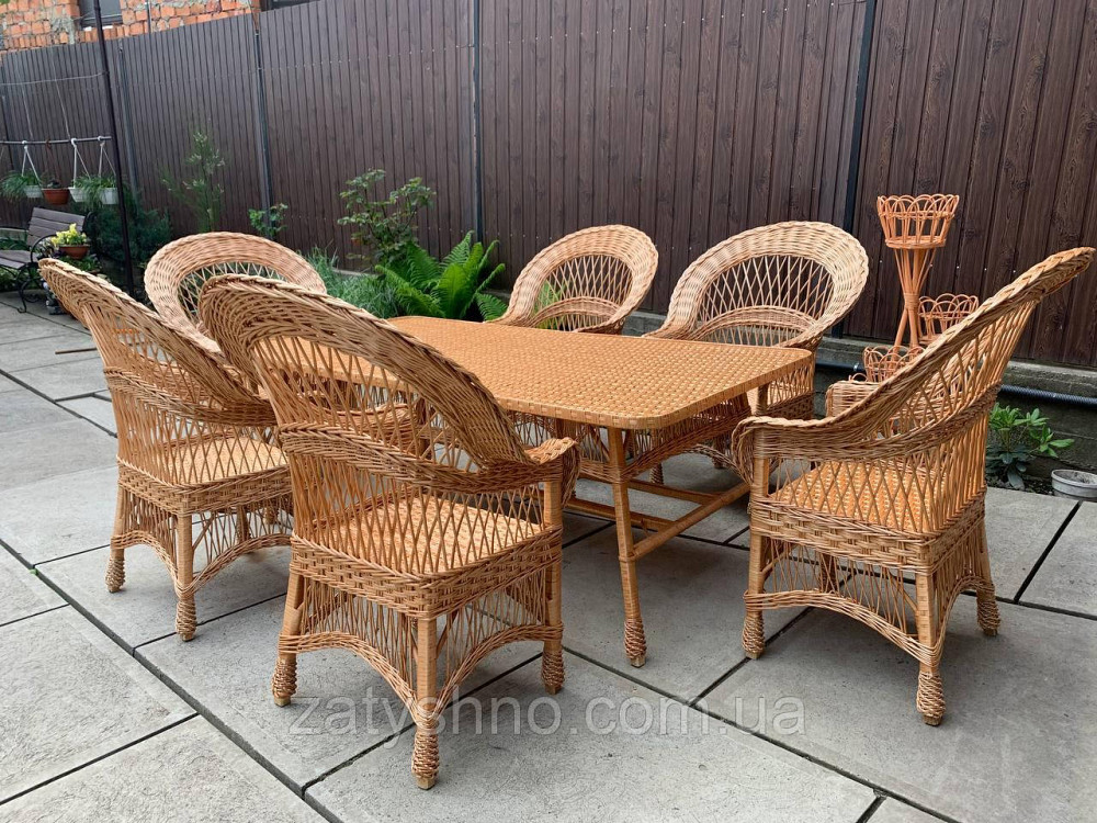 Комплект меблів із лози з великим столом Київ - фото 2