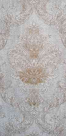 Шпалери вінілові на флізеліні Rasch Golden Hour метрові вензель завитки золотисті на сірому Київ