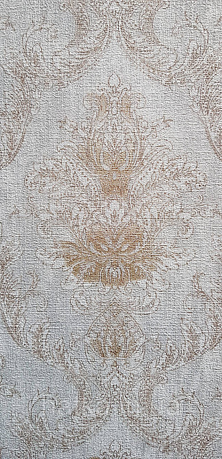 Шпалери вінілові на флізеліні Rasch Golden Hour метрові вензель завитки золотисті на сірому Київ - фото 2