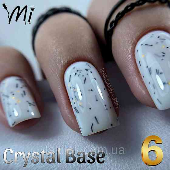Crystal base Mi #6 (молочна база з чорно-біло-золотою стружкою) 43мл (флакон) Херсон