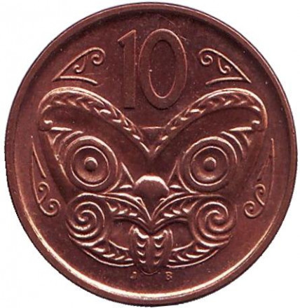 Маска маорі. Монета 10 центів. 2011 рік, Нова Зеландія.(БЖ) Полтава - фото 1